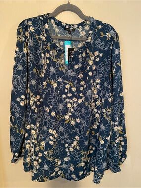 Papermoon Floral Long-Sleeve Blouse - Teal Green